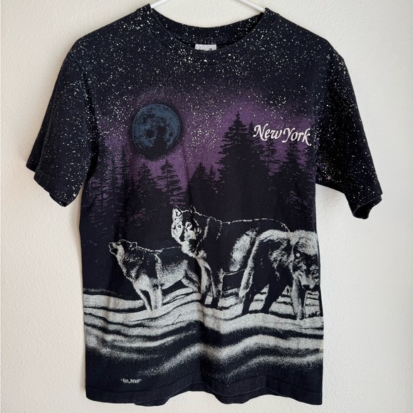 Anvil Other - Vintage 1991 New York Wolves Nature Single Stitch T-Shirt USA San Segal Size M